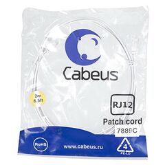 Cabeus PC-TEL-RJ12-2m Патч-корд телефонный 2х6р4с, фото 