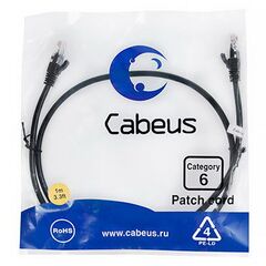 Cabeus PC-UTP-RJ45-Cat.6-1m-BK Патч-корд U/UTP, фото 
