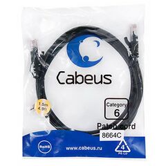 Cabeus PC-UTP-RJ45-Cat.6-1.5m-BK Патч-корд U/UTP, фото 