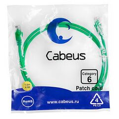 Cabeus PC-UTP-RJ45-Cat.6-1.5m-GN Патч-корд U/UTP, фото 