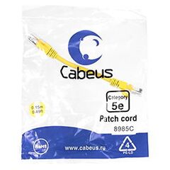 Cabeus PC-UTP-RJ45-Cat.5e-0.15m-YL-LSZH Патч-корд U/UTP, фото 