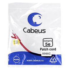 Cabeus PC-UTP-RJ45-Cat.5e-0.15m-RD-LSZH Патч-корд U/UTP, фото 