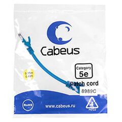 Cabeus PC-UTP-RJ45-Cat.5e-0.15m-BL-LSZH Патч-корд U/UTP, фото 
