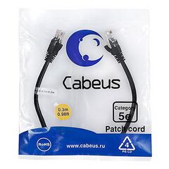 Cabeus PC-UTP-RJ45-Cat.5e-0.3m-BK-LSZH Патч-корд U/UTP, фото 