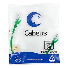 Cabeus PC-UTP-RJ45-Cat.5e-0.3m-GN-LSZH Патч-корд U/UTP, фото 