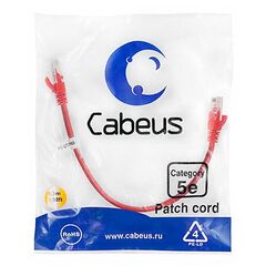 Cabeus PC-UTP-RJ45-Cat.5e-0.3m-RD-LSZH Патч-корд U/UTP, фото 