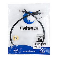 Cabeus PC-UTP-RJ45-Cat.5e-0.5m-BK Патч-корд U/UTP, фото 