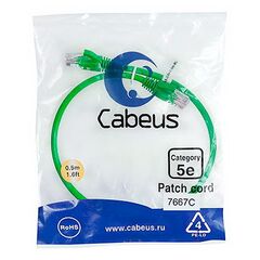 Cabeus PC-UTP-RJ45-Cat.5e-0.5m-GN-LSZH Патч-корд U/UTP, фото 