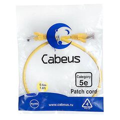 Cabeus PC-UTP-RJ45-Cat.5e-0.5m-YL-LSZH Патч-корд U/UTP, фото 