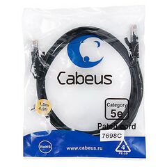 Cabeus PC-UTP-RJ45-Cat.5e-1.5m-BK-LSZH Патч-корд U/UTP, фото 