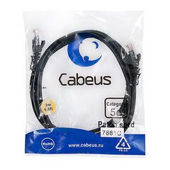 Cabeus PC-UTP-RJ45-Cat.5e-2m-BK Патч-корд U/UTP, фото 