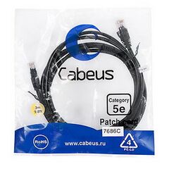 Cabeus PC-UTP-RJ45-Cat.5e-3m-BK Патч-корд U/UTP, фото 