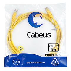Cabeus PC-UTP-RJ45-Cat.5e-3m-YL-LSZH Патч-корд U/UTP, фото 