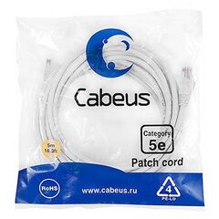 Cabeus PC-UTP-RJ45-Cat.5e-5m-WH-LSZH Патч-корд U/UTP, фото 