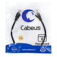 Cabeus PC-UTP-RJ45-Cat.6-0.3m-BK Патч-корд U/UTP, фото 