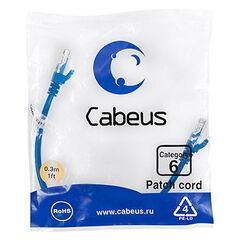 Cabeus PC-UTP-RJ45-Cat.6-0.3m-BL Патч-корд U/UTP, фото 