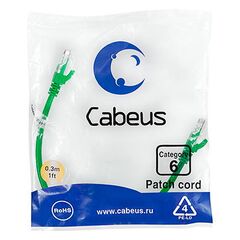 Cabeus PC-UTP-RJ45-Cat.6-0.3m-GN Патч-корд U/UTP, фото 