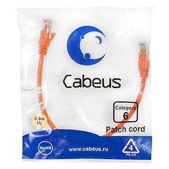 Cabeus PC-UTP-RJ45-Cat.6-0.3m-OR Патч-корд U/UTP, фото 