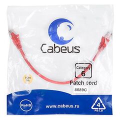Cabeus PC-UTP-RJ45-Cat.6-0.3m-RD Патч-корд U/UTP, фото 