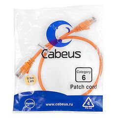 Cabeus PC-UTP-RJ45-Cat.6-0.5m-OR Патч-корд U/UTP, фото 