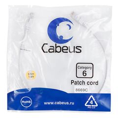 Cabeus PC-UTP-RJ45-Cat.6-0.5m-WH Патч-корд U/UTP, фото 