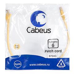 Cabeus PC-UTP-RJ45-Cat.6-0.5m-YL Патч-корд U/UTP, фото 