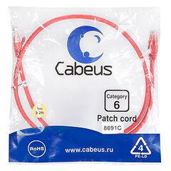 Cabeus PC-UTP-RJ45-Cat.6-1m-RD Патч-корд U/UTP, фото 