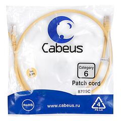 Cabeus PC-UTP-RJ45-Cat.6-1m-YL Патч-корд U/UTP, фото 