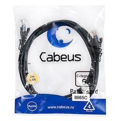 Cabeus PC-UTP-RJ45-Cat.6-2m-BK Патч-корд U/UTP, фото 