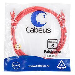 Cabeus PC-UTP-RJ45-Cat.6-2m-RD Патч-корд U/UTP, фото 