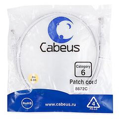 Cabeus PC-UTP-RJ45-Cat.6-2m-WH Патч-корд U/UTP, фото 