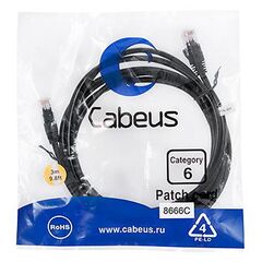 Cabeus PC-UTP-RJ45-Cat.6-3m-BK Патч-корд U/UTP, фото 