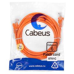 Cabeus PC-UTP-RJ45-Cat.6-3m-OR Патч-корд U/UTP, фото 