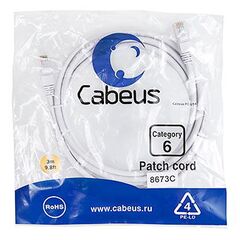 Cabeus PC-UTP-RJ45-Cat.6-3m-WH Патч-корд U/UTP, фото 