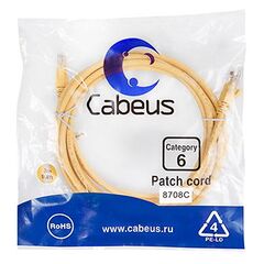Cabeus PC-UTP-RJ45-Cat.6-3m-YL Патч-корд U/UTP, фото 