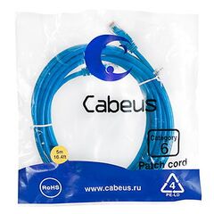 Cabeus PC-UTP-RJ45-Cat.6-5m-BL Патч-корд U/UTP, фото 