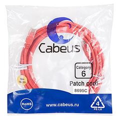 Cabeus PC-UTP-RJ45-Cat.6-5m-RD Патч-корд U/UTP, фото 