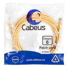 Cabeus PC-UTP-RJ45-Cat.6-5m-YL Патч-корд U/UTP, фото 