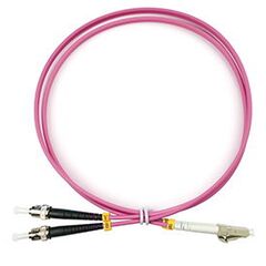 Cabeus FOP-50-OM4-LC-ST-1,5m Шнур оптический duplex LC-ST 50/125 mm OM4 1,5м LSZH, фото 