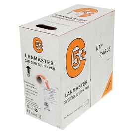 Кабель LANMASTER UTP кат. 5e Жёлтый 305 м, LAN-5EUTP-YL, фото 