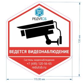 Опция для видеонаблюдения RDT Наклейка информационная "Ведется видеонаблюдение". Брендированная, фото 