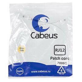 Cabeus PC-TEL-RJ12-0.5m Патч-корд телефонный 2х6р4с, фото 