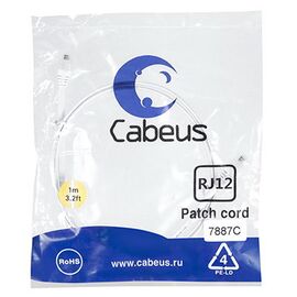 Cabeus PC-TEL-RJ12-1m Патч-корд телефонный 2х6р4с, фото 