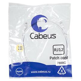 Cabeus PC-TEL-RJ12-1.5m Патч-корд телефонный 2х6р4с, фото 