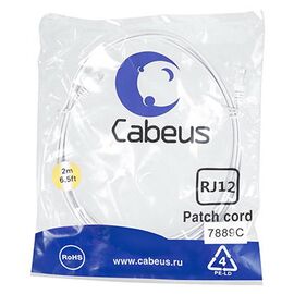 Cabeus PC-TEL-RJ12-2m Патч-корд телефонный 2х6р4с, фото 