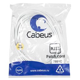 Cabeus PC-TEL-RJ12-5m Патч-корд телефонный 2х6р4с, фото 
