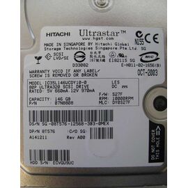 Жесткий диск HGST 146.8ГБ IC35L146UCDY10-0, фото 