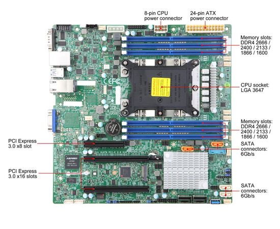 Материнская плата для сервера Supermicro MBD-X11SPM-F-O, фото , изображение 2