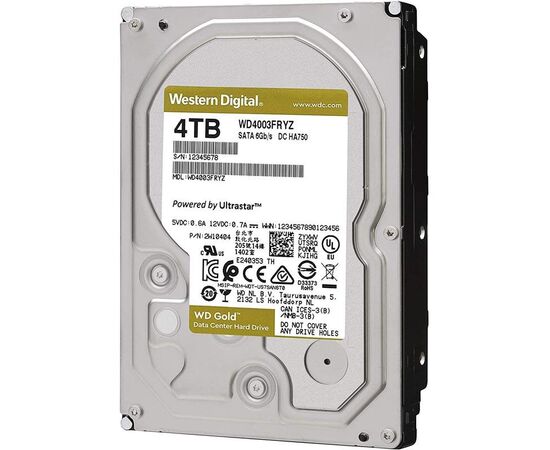 Жесткий диск для сервера WD 4ТБ SATA 3.5" 7200 об/мин, 6 Gb/s, WD4003FRYZ, фото 