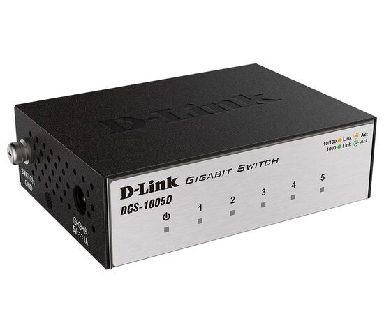 Коммутатор D-Link DGS-1005D с 5 портами 10/100/1000Base-T, фото , изображение 3
